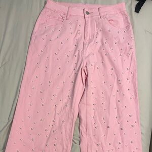 Pink Women’s Bottoms with Pearl Embellishments
